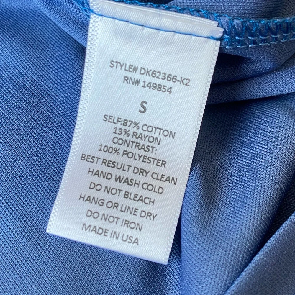 SAGE the Label Blue Halter Mini Dress White Ric Rac Trim Keyhole Neck Small - Picture 8 of 12